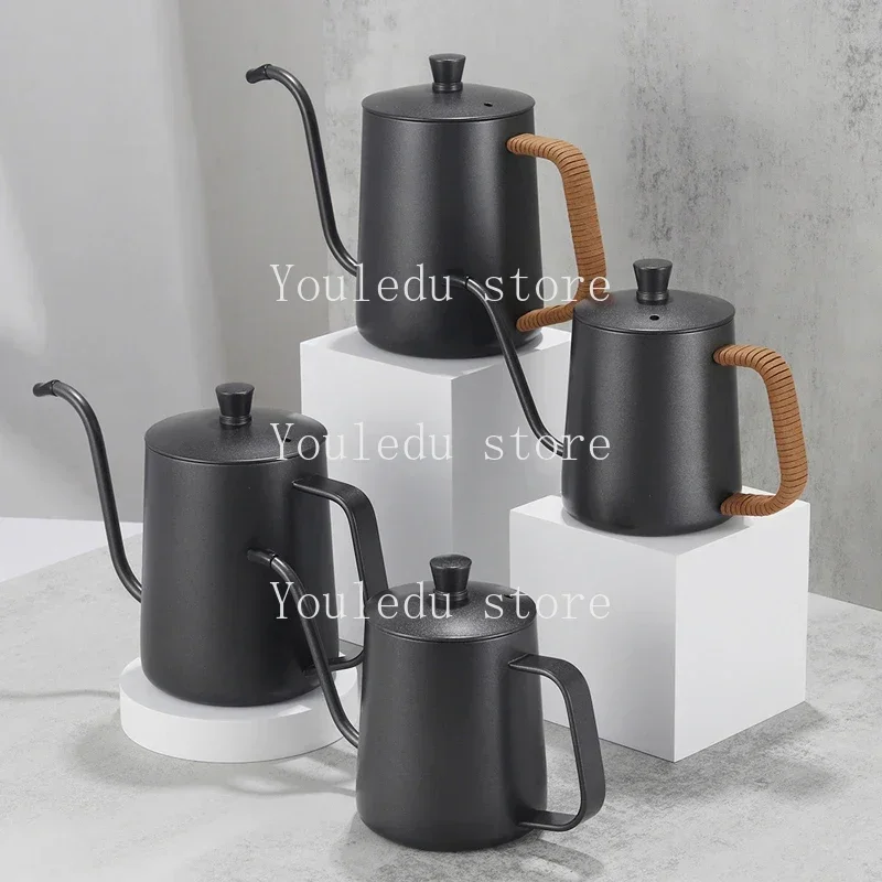 Drip Kettle 350ml 600ml Coffee Tea Pot Non-stick Coating Food Grade Stainless Steel Gooseneck Drip Kettle Swan Neck Thin Mouth