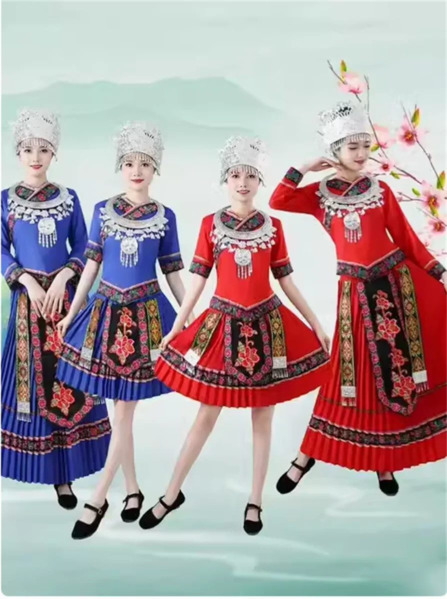 

Ethnic performance costumes, Miao dance costumes, Tujia, Xiangxi ethnic minority female adults, Yao and Yi ethnic groups