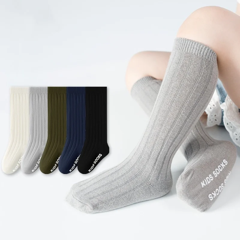 

Spring Autumn Cotton Baby Floor Socks Infant Toddler Anti-slip Long Socks For Girls Boys 0-3Yrs Simple Versatile Kids Stockings