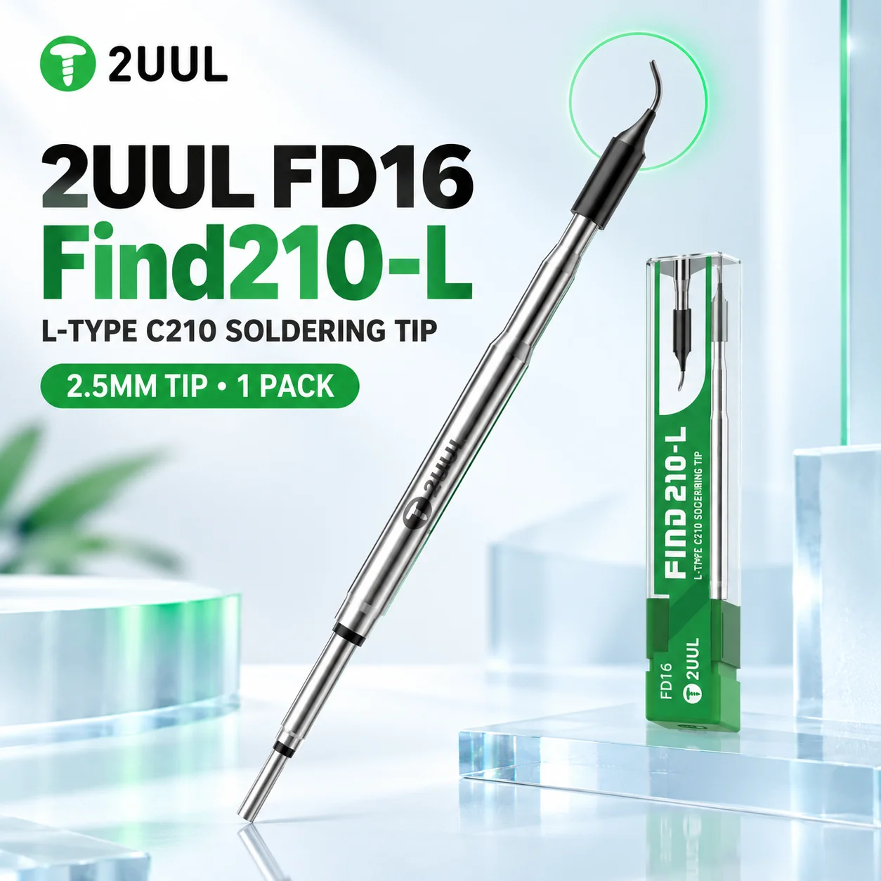 2UUL FD16 Find210-L C210 Soldering Iron Tip 2.5mm Bent L Shape Cartridge for Precision Phone PCB IC Chip Welding Repair Tool 1PC