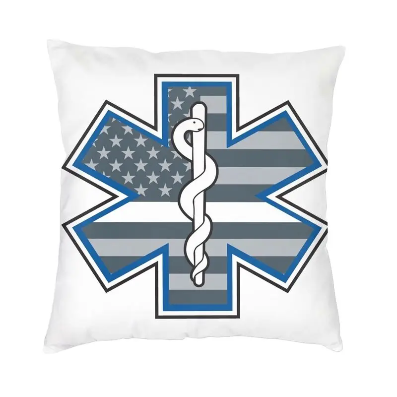 Star Of Life Throw Pillow Case for Sofa Emt Paramedic Medical Nordic Cushion Cover Velvet 45x45cm Pillowcase