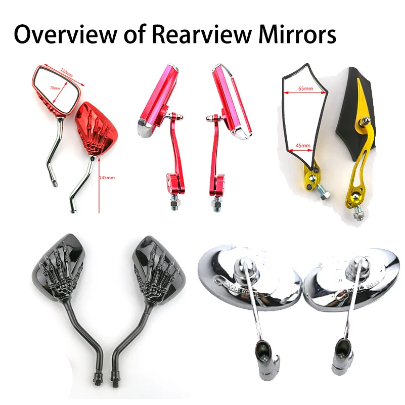 

1pair Motorcycle rearview mirror scooter electric bicycle multiple options for car s 8mm