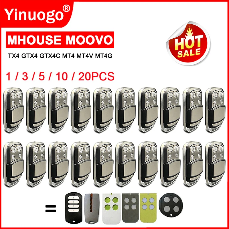 

MHOUSE GTX4 TX4 GTX4C Пульт дистанционного управления для гаражных ворот MOOVO MT4V MT4 MT4G Пульт дистанционного управления для открывания гаражных ворот 433,92 МГц с плавающим кодом