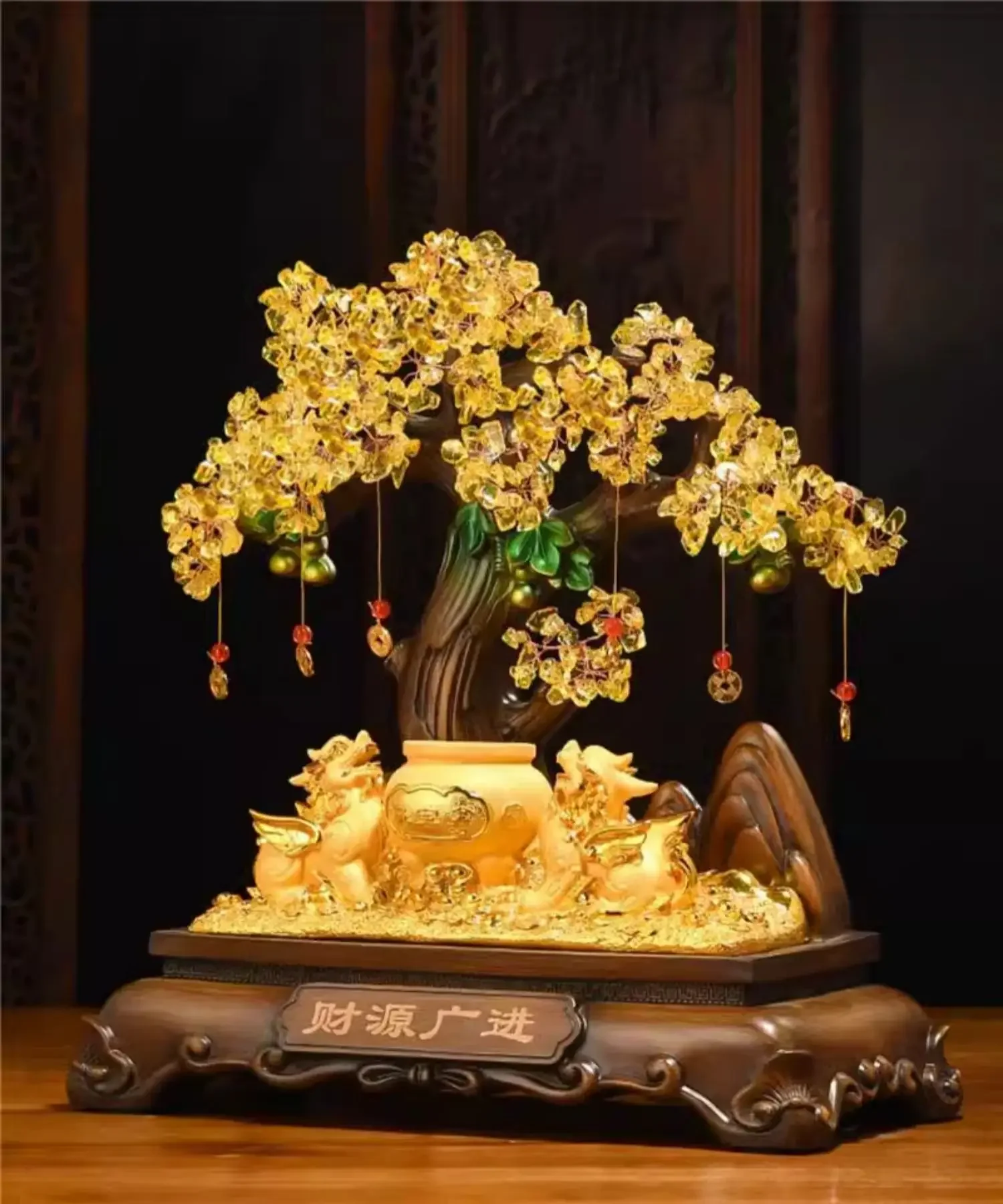 

Pixiu Lucky Cornucopia Ornament Wine Cabinet Fortune Tree Ornament Opening Gift