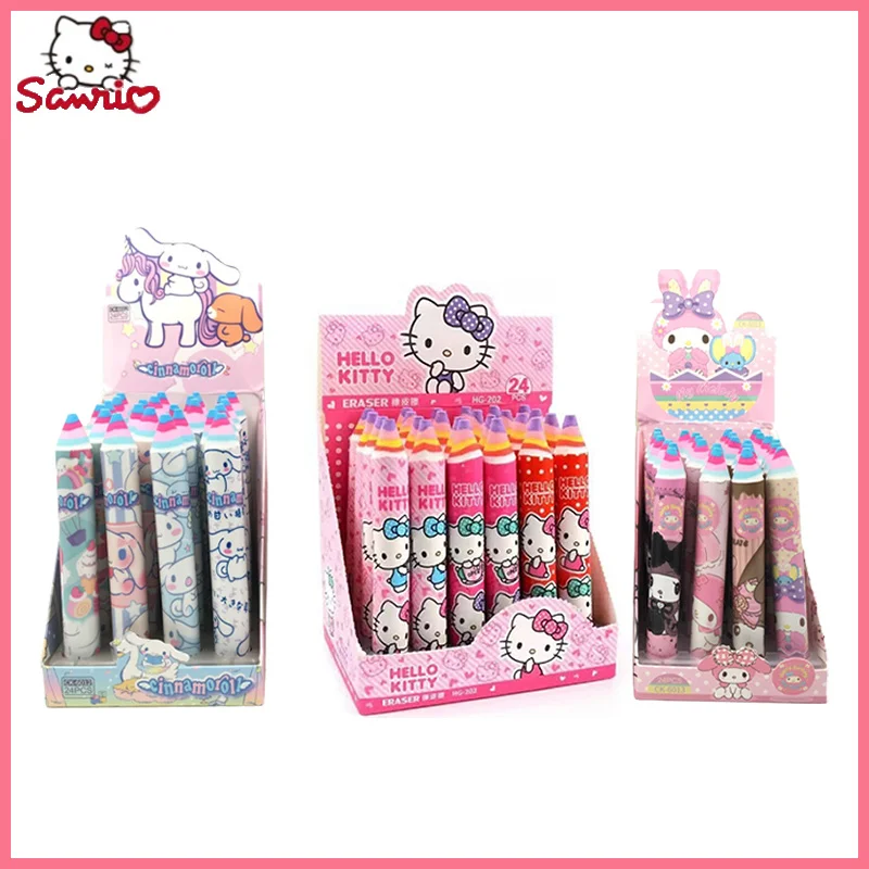 2023 Sanrio Cartoon My Melody Kuromi Cinnamoroll Pencil Eraser Rainbow Scrap Removal Stationery School Supplies Wholesale Gift