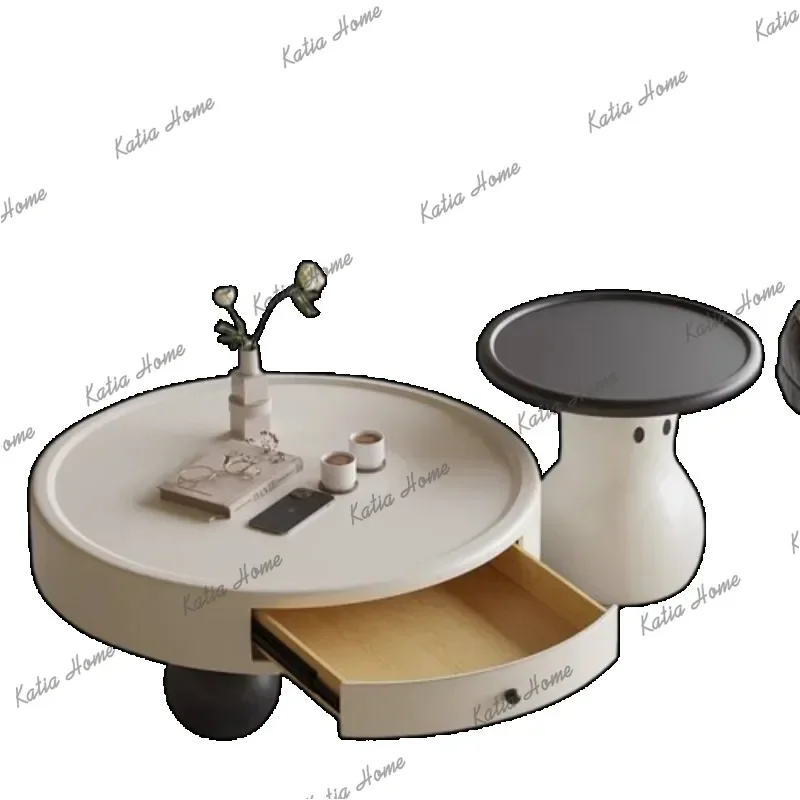Factory Direct Drawer White Round Coffee Tables Storage Nordic Luxury Modern Coffee Tables Living Room Low Stoliki Kawowe Nowocz