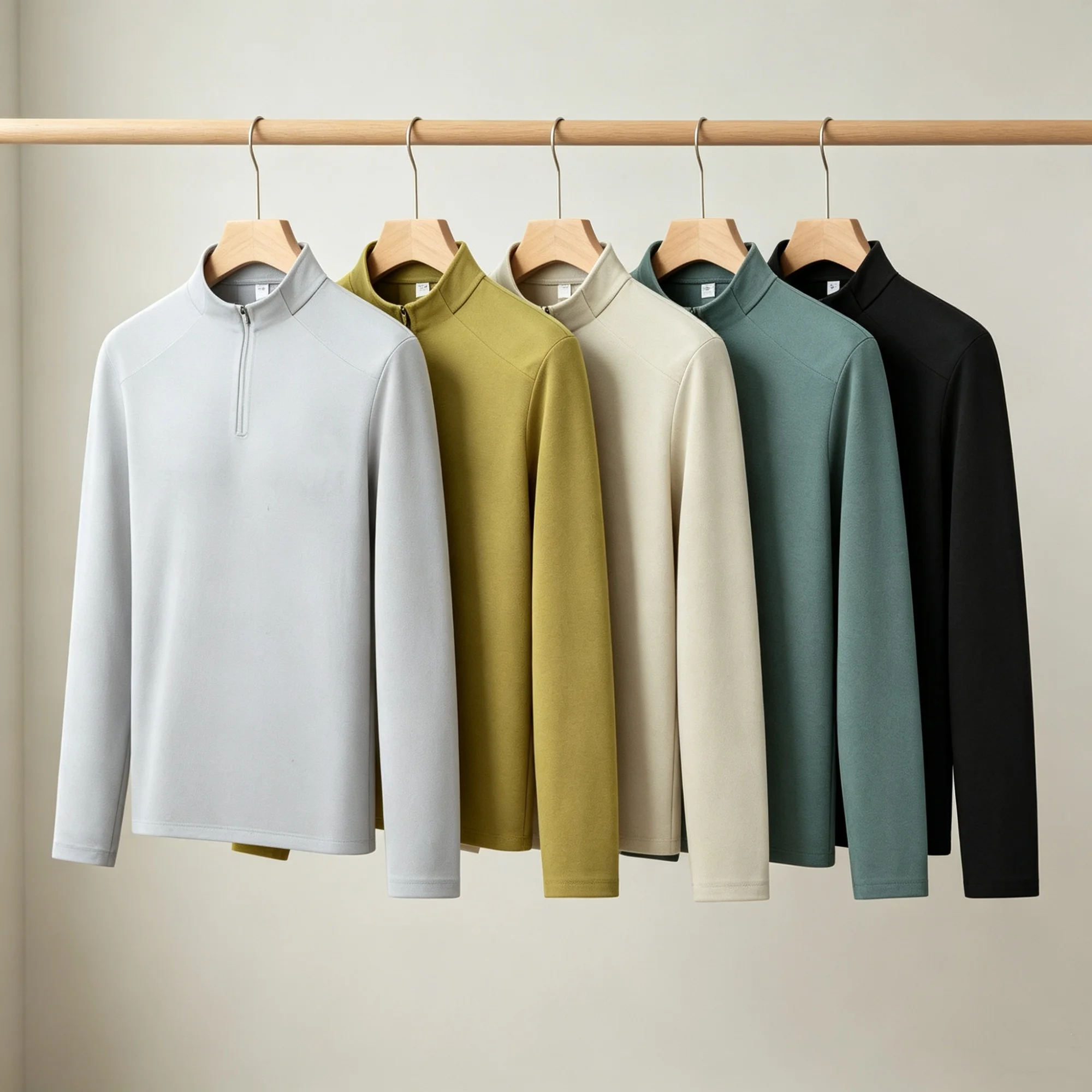 Naked Sensation Skin-Friendly Moisture-Wicking High-End Outdoor Seamless Glueless Breathable Elastic Stand Collar Half Zip Lo...