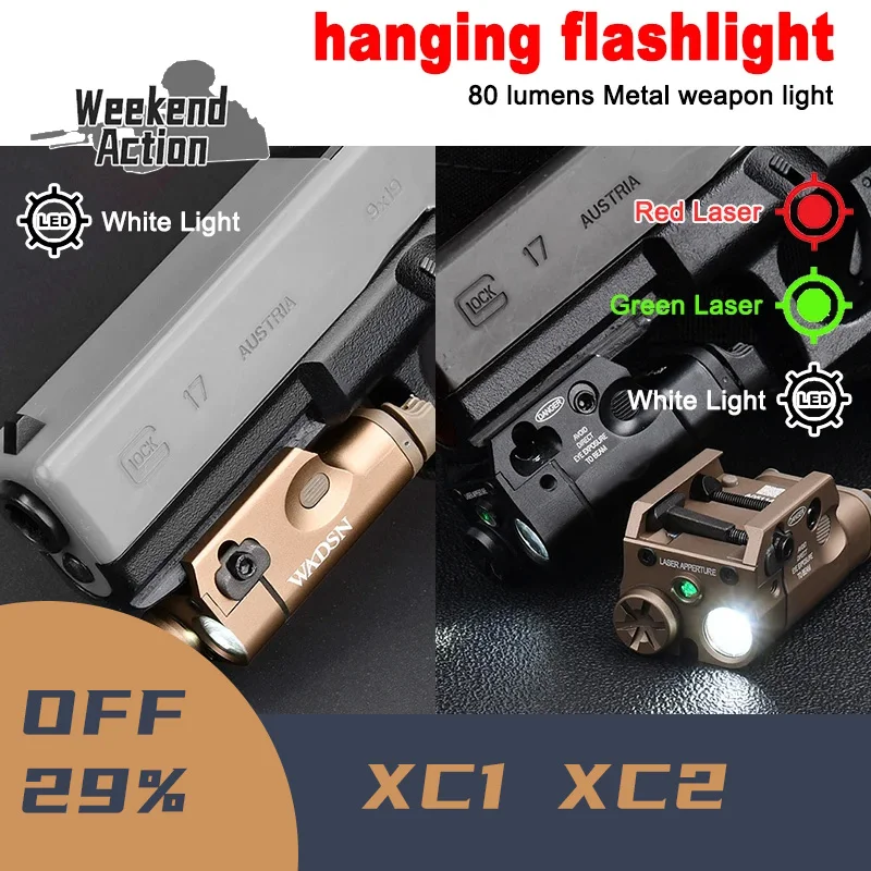 

WADSN XC1 Light Flashlight XC2 Laser Flashlight Tactical Airsoft Hunting Weapon Toy Gun Lamp XC1 XC2 Lower Hanging Pistol Light