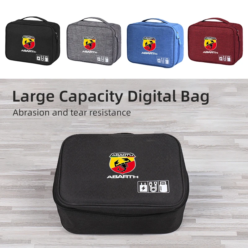 Car Accessories Digital Organizer Waterproof Data Cable Storage Bag For FIAT 500 Grande Punto UNO Tipo Stilo Astra Bravo Panda F