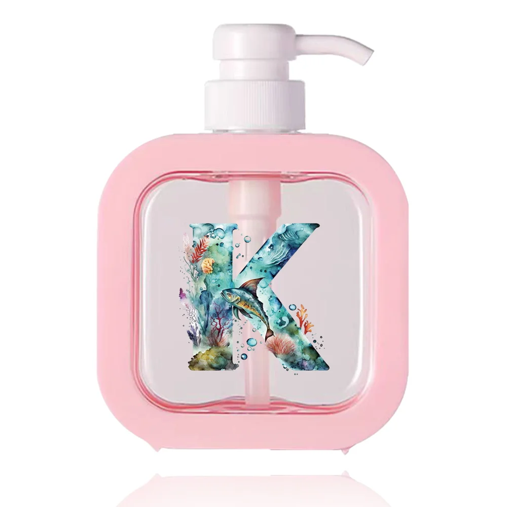 Portable Press Type Lotion Bottle Detachable Soap Dispenser Foam Split Bottle Large Capacity Home Bathroom Fish Letter Pattern