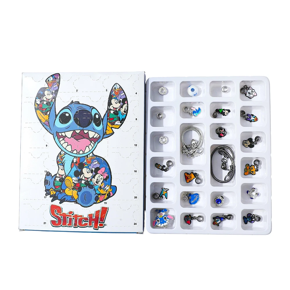 ديزني أنيمي شخصية كرتونية سلسلة معدنية المينا قلادة DIY بها بنفسك حبة سوار صندوق أعمى لعبة تأثيري هدية للأطفال