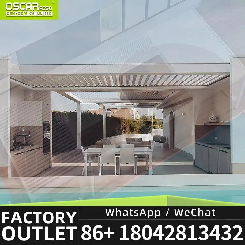 10x10 13x10 Ft Motorized Electric Aluminum Louvered Pergola Cover Bioclimatic Roof Luxury Patio Louver Pergola