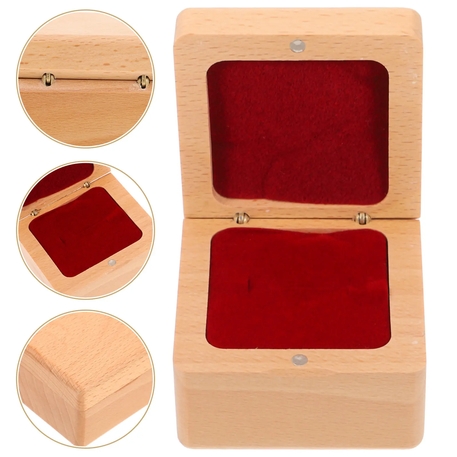 

Wooden Ring Box Bridal Wedding Ring Holder Jewelry Organizer Storage Case Engagement Proposal Gift Jewelry Display Box