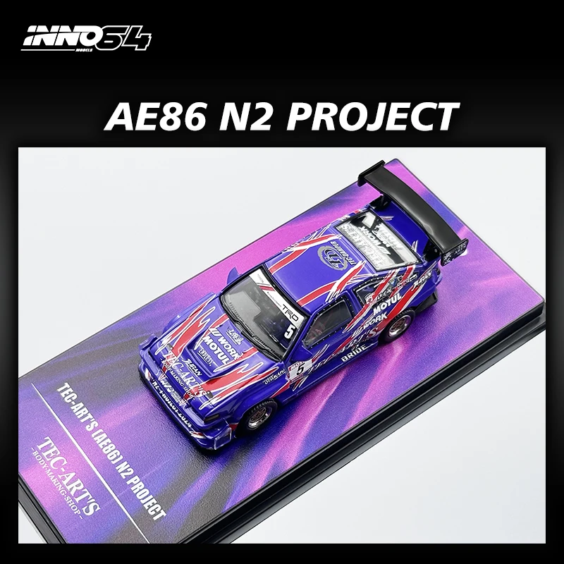 INNO In Stock 1:64 Sprinter Trueno AE86 N2 Project By Tec Art`s Diecast Car Model Collection Toys