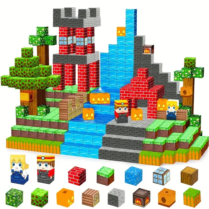 Bloques de Construcción Magnéticos, Juguete de Construcción Creativa, Modelo de Mina Apilable, Juego de Cubos, Regalos Educativos STEM para Niños y Niñas