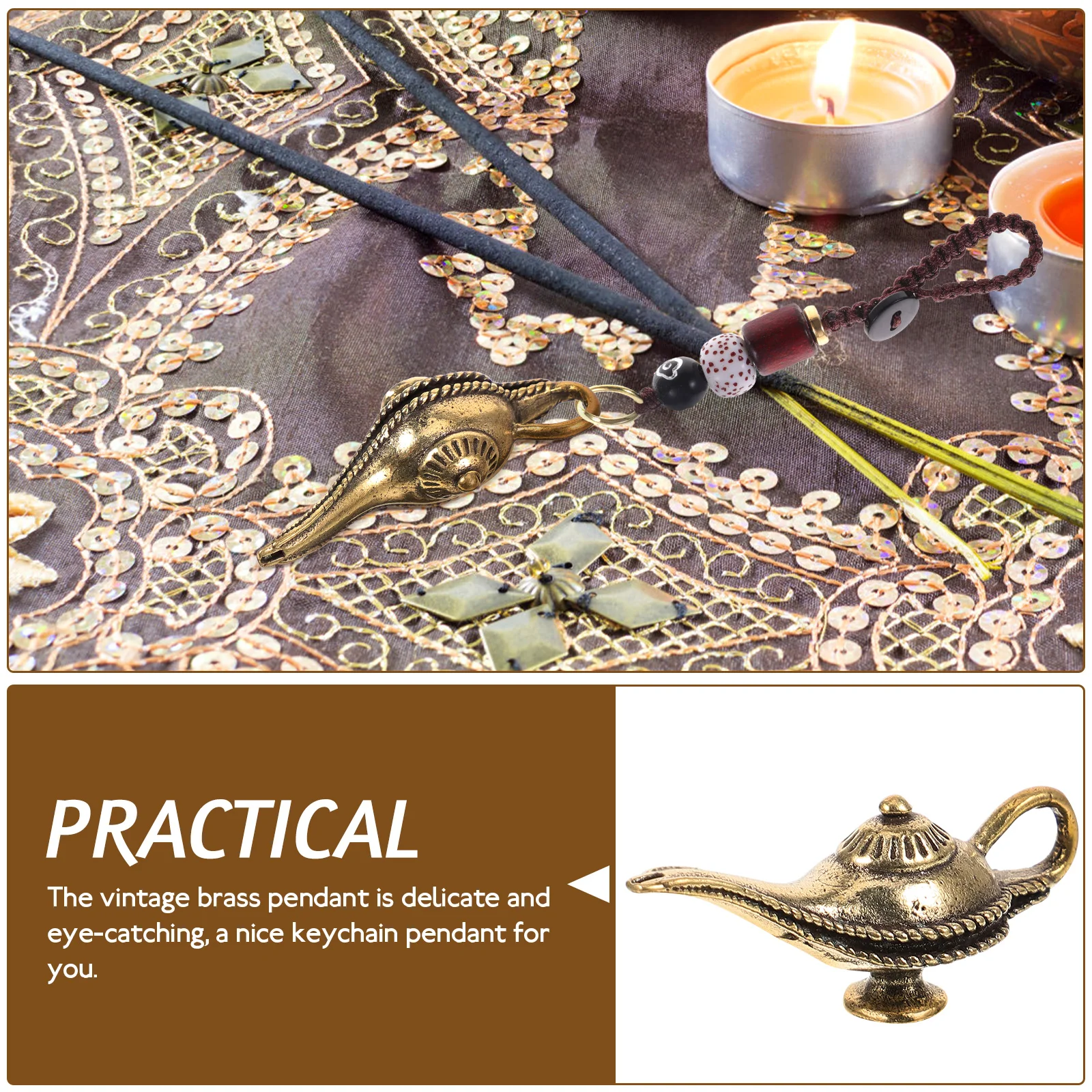 5 قطع النحاس مصباح قلادة المفاتيح الصغيرة كيرينغ سحر النحاس الاكسسوارات خمر #2