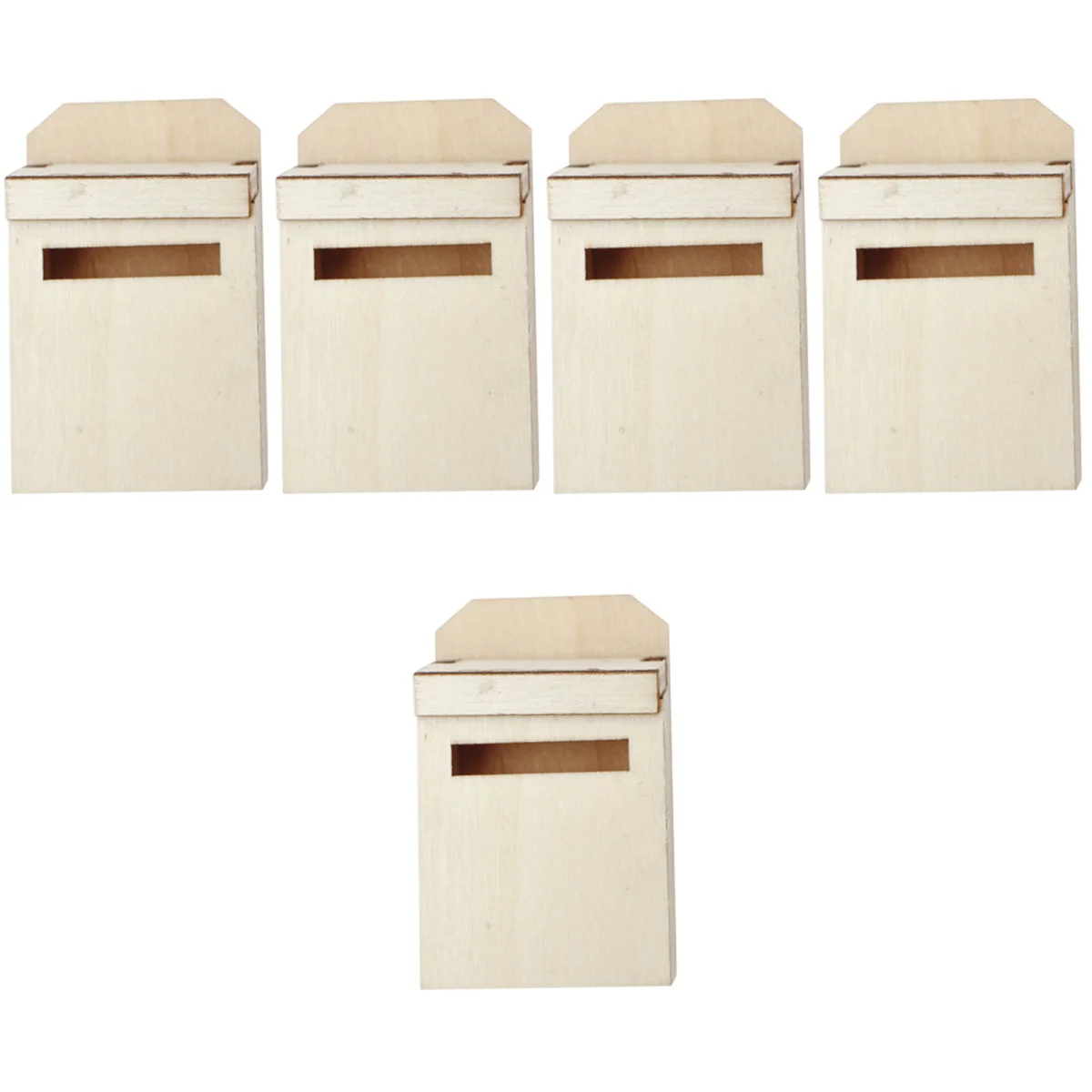 

5 Pack Ornaments Mini Mailbox Dollhouse Furniture Decoration Wooden Miniature Scene Model for