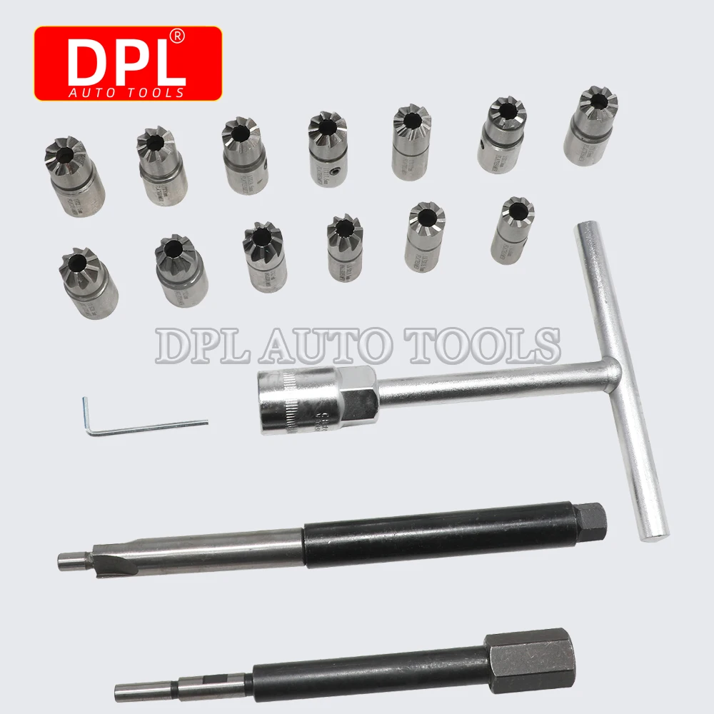 Injector Remover 17Pcs Diesel Injector Seat & Cleaner Carbon Remover Seat Tools Cutter Milling Cutter Set Universal Car Tool Kit