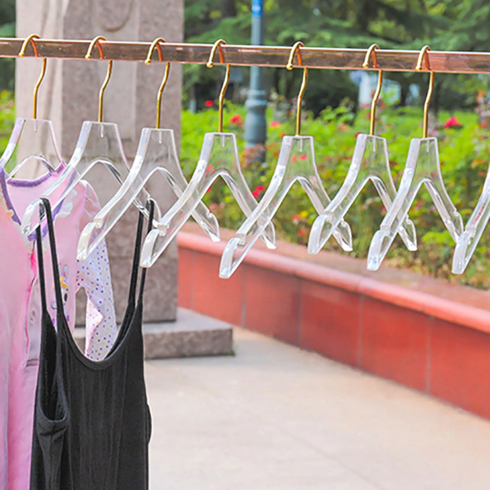 ABWR-10 Pcs 골드 후크가있는 투명 아크릴 옷 걸이, 레이디 키즈 L 용 노치가있는 투명 셔츠 드레스 걸이