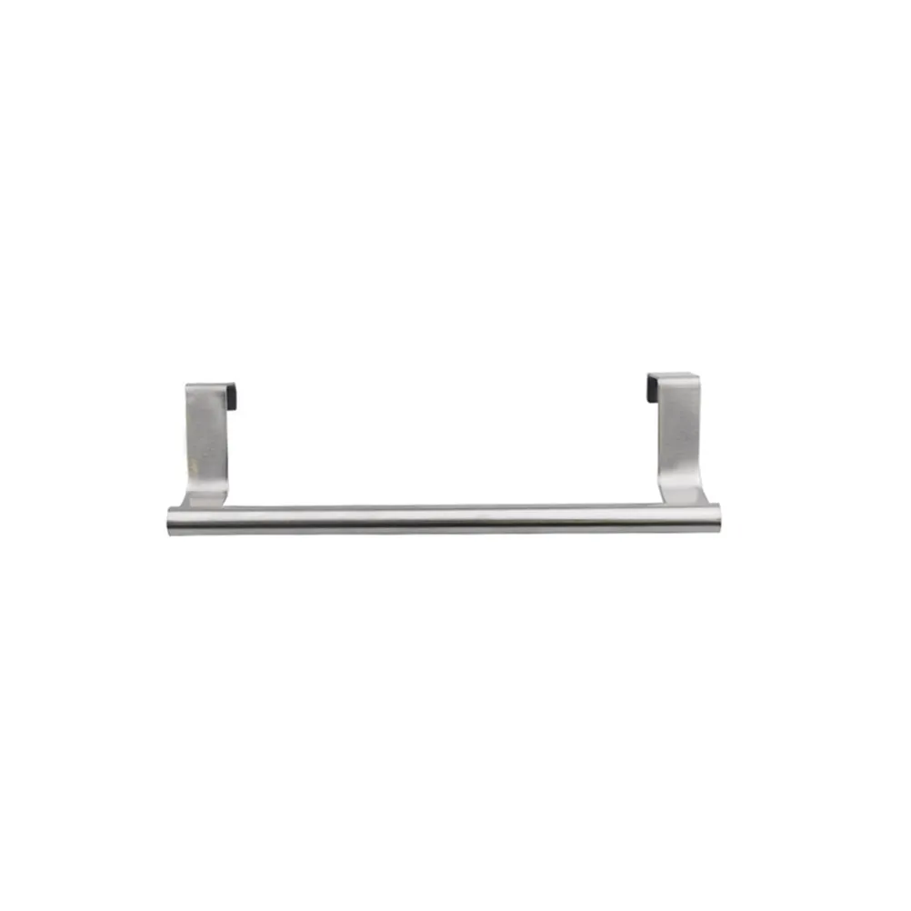 2Pcs Stainless Steel Towel Hanging Rack Single-Bar Over Door Organizer Punch-Free Towel Hanger Kitchen Bathroom Bar Organizer