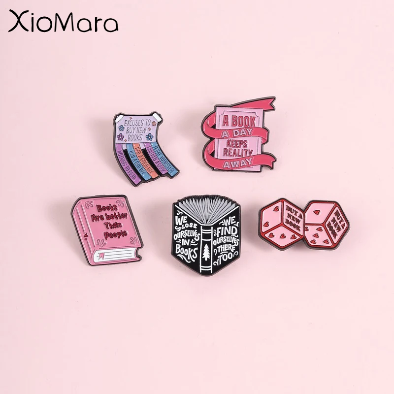 Creative Cute Book Enamel Pin,'books Are Better Than People' Fun Reading Quote,Fashion Accessory,Unisex Design,Gift for Friends