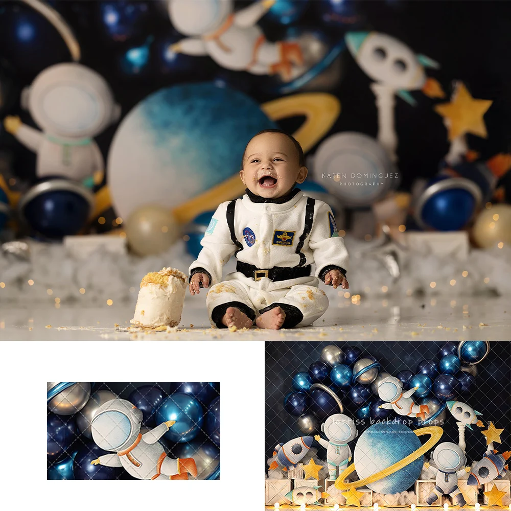 

Space Adventure Backdrops Kids Baby Birthday Cake Smash Photocall Props Child Adult Photography Astronaut Spaceship Backgrounds