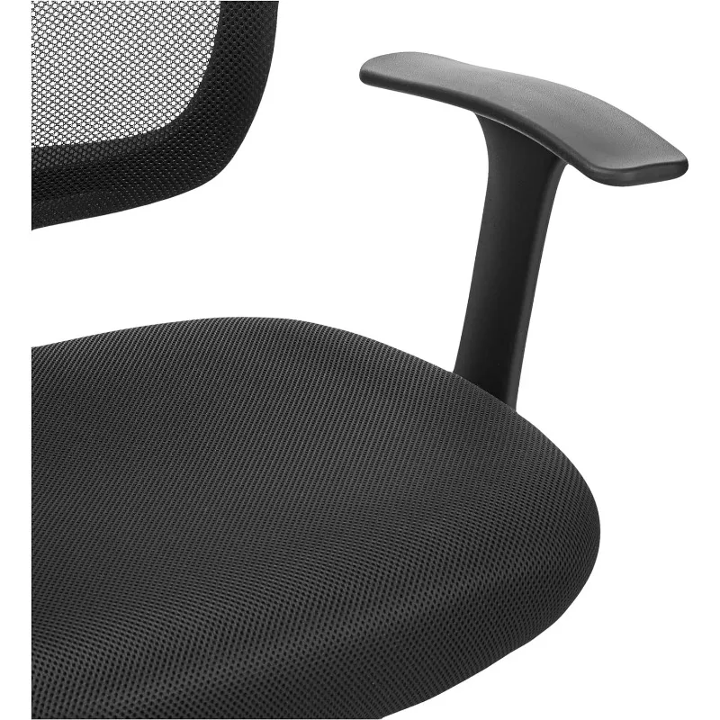 Basics Mesh Mid-Back Adjustable-Height 360-Degree Swivel Office Desk Chair with Armrests and Lumbar Support, Black