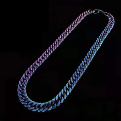 Stainless Steel Quenched Colorful Double Woven Cuban Link Chain Necklace for Men Women Hip Hop DIY Jewelry