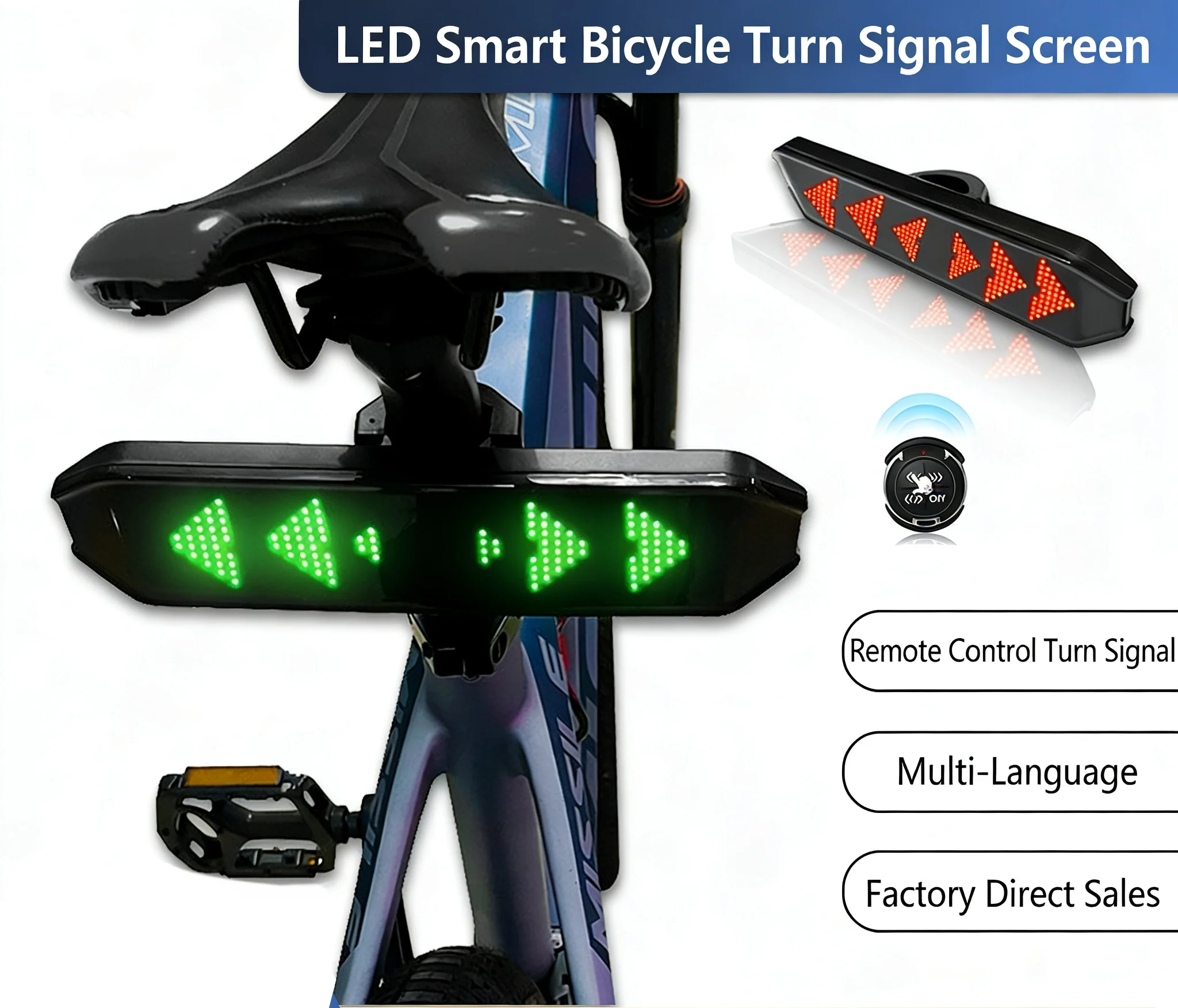 Mountain biking LED vehicle-mounted display  LED screen rear window steering LED vehicle-mounted screen with color display