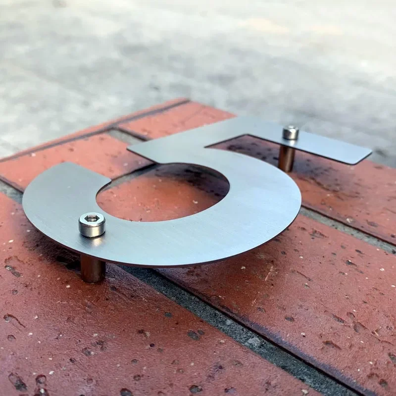 

5inches Floating Stainless Steel House Numbers Outdoor Address Signs Metal Door Plates Big Modern Number For Garden Mailbox 0-9