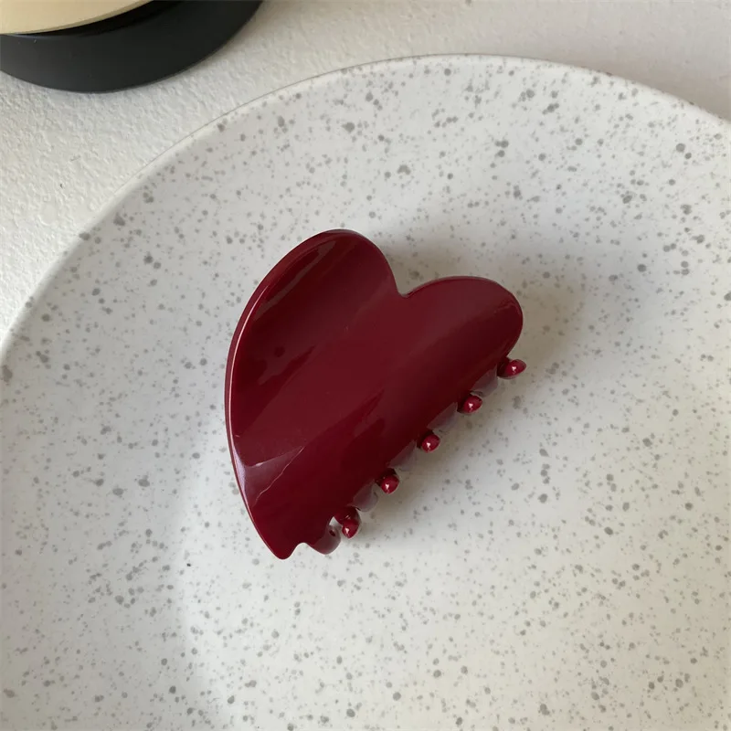 12pcs/lot New Style Sparkling Ancola Red Retro Heart Half-Grab Shark Clip Hairpin for Girls High-Quality PC Hair Claw Clips