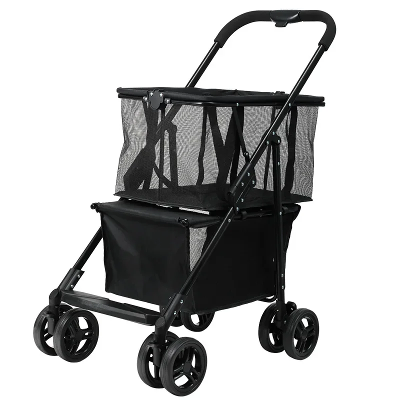 

New Model Lightweight Supermarket Cheap Reusable Shopping Cart Hard Wearing Trolley Shopping Folding Cart