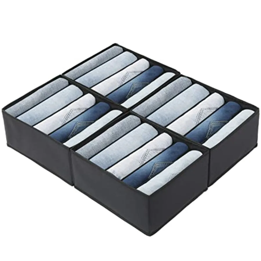 

Органайзеры для джинсов и брюк в шкаф, 4 шт., для хранения одежды в гардеробе, глубокие ящики для рубашек и леггинсов