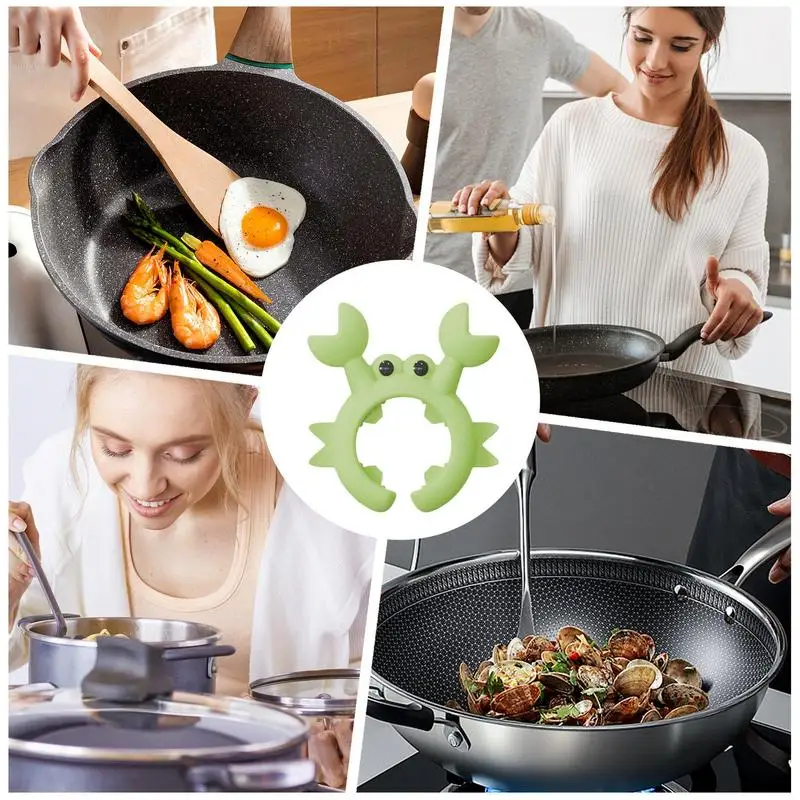 Pot Spoon Holder Cute Silicone Utensil Rest In Crab Shape Countertop Ladle Holder Anti-Overflow Stove Top Spatula Holder Kitchen