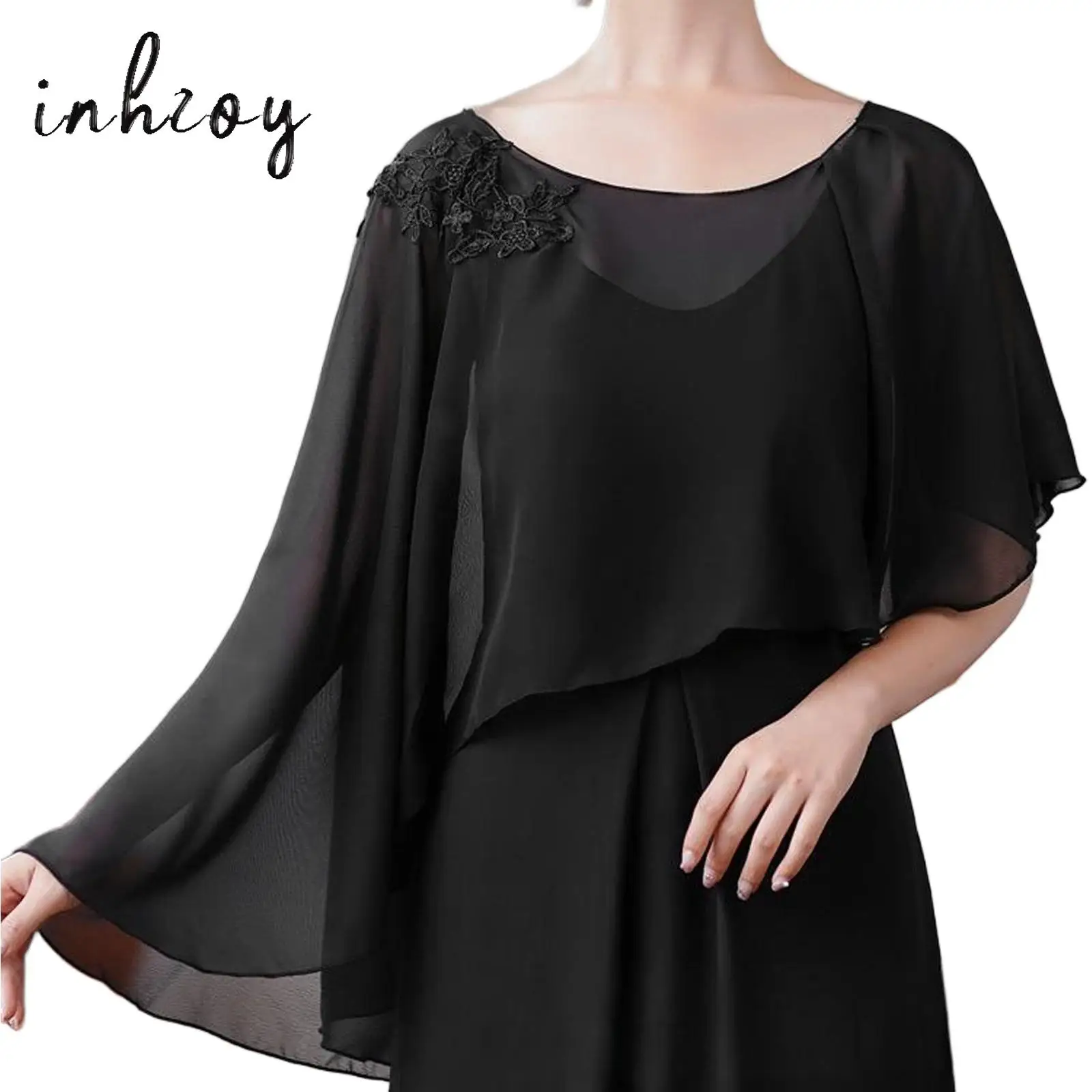 

Bridal Wedding Chiffon Shawl Elegant Embroidered Asymmetric Women Evening Capes Summer Sun Protection Pageant Party Jacket Wraps