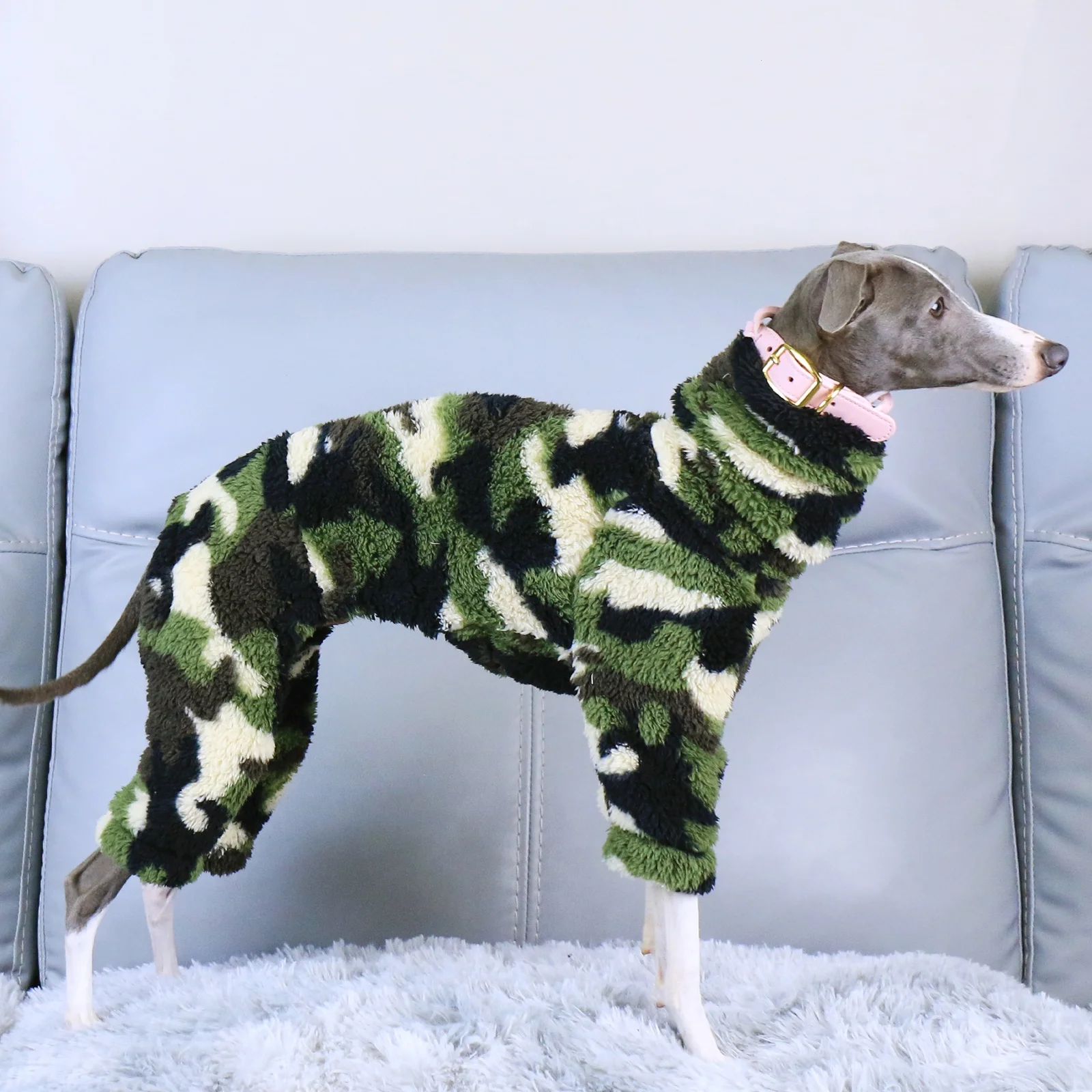 

Winter Warm Army Green Sweatshirt for Dogs Spring Hand-knitted Soft 4-leg Sweater for Italy Greyhound Thick Coat for Bedlington