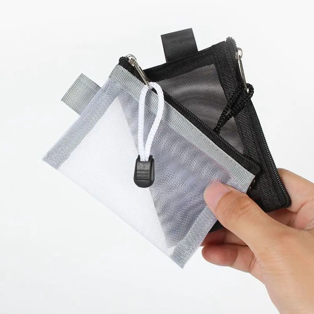 Wallet Nylon Stationery Storage Bags Lipstick Bags Small Coin Purse ID Credit Card Holder Mesh Storage Bags Mini Zipper Pouch