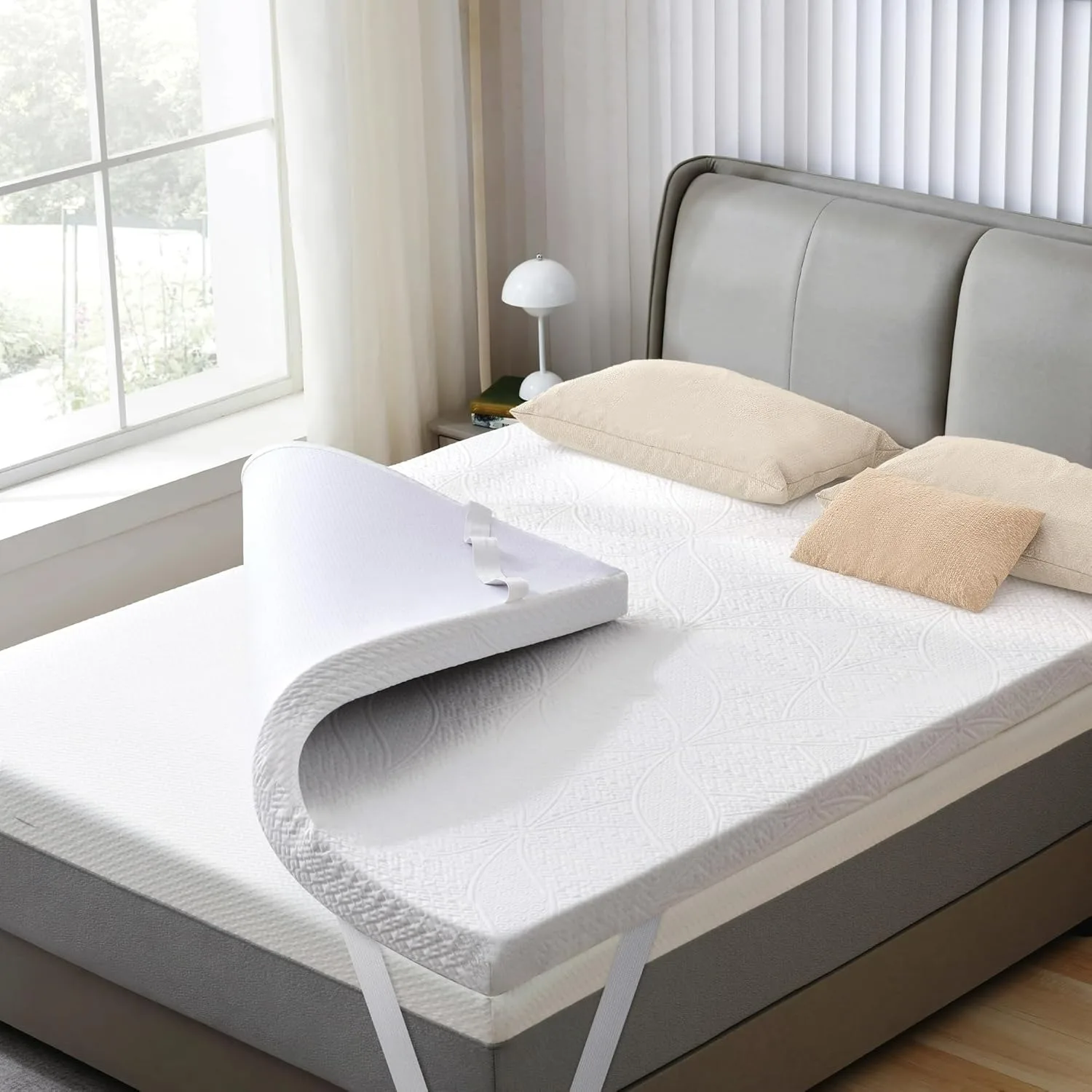 

2 Inch Gel Memory Foam Mattress Topper with Cooling Cover Ventilated Soft Mattress Pad, Bed Topper, CertiPUR-US Certified