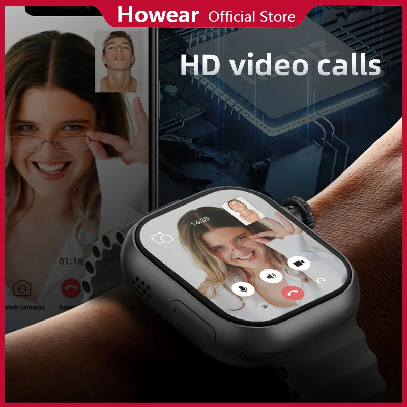 

4G SIM-карта Смарт-часы Смарт-часы Мужчины Женщины 2025 Android Play Store 2,02-дюймовый HW WATCH X Камера вызова HD Видеозвонок GPS Alipay