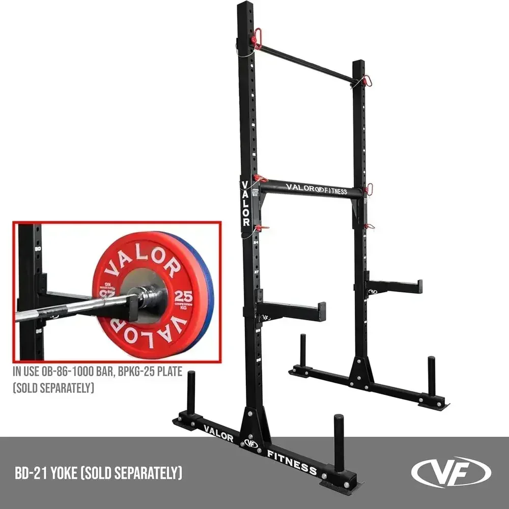 Yoke Rack Strongman Equipment with J Hooks, Squat Rack, Bench, Pull-Up Bar, and Optional Safety Spotter Arms