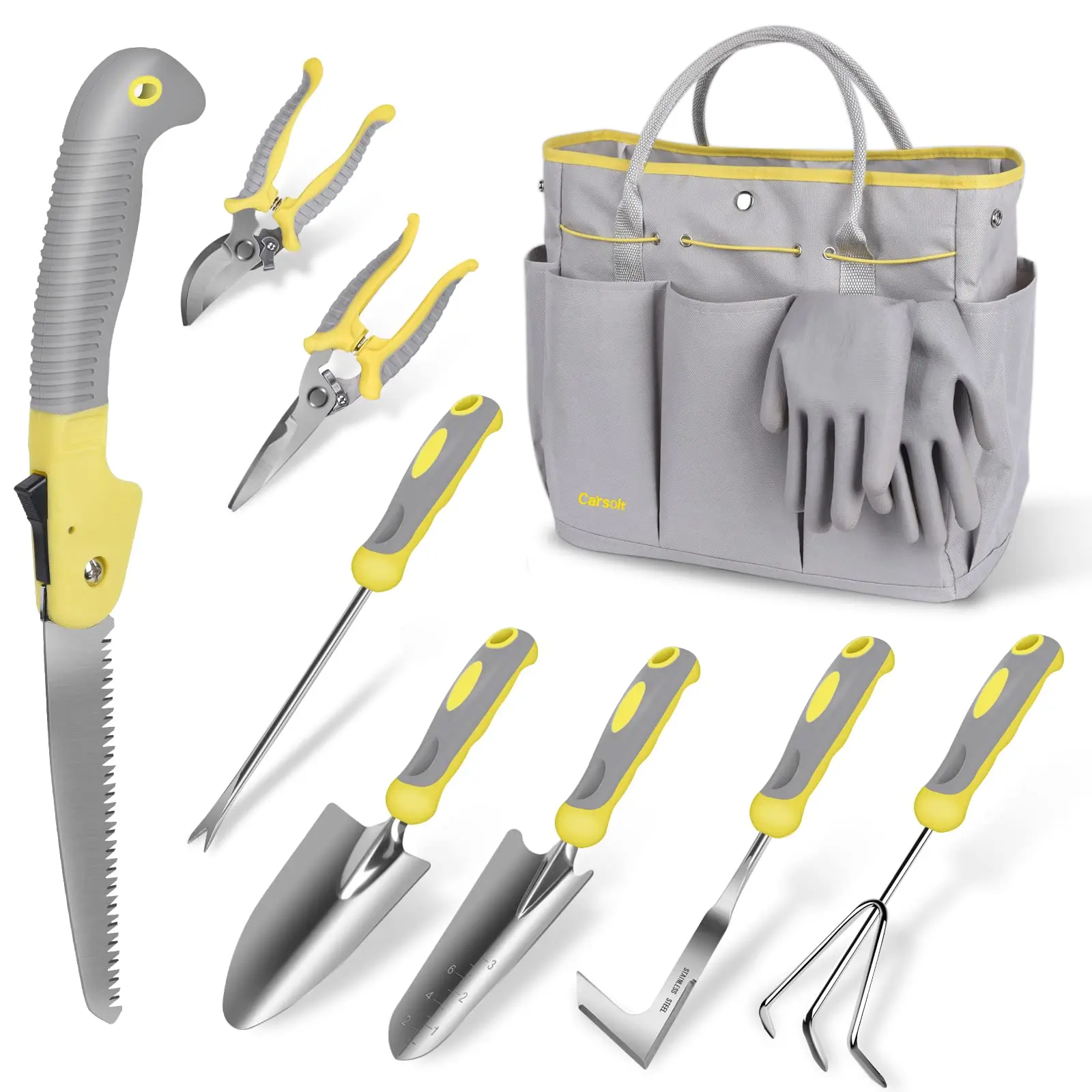 10pcs/Set Gloves Aluminum Alloy Pruning Shear Saw Garden Tool Set Durable Gardening Kit For Lawn Yard Care With Bag