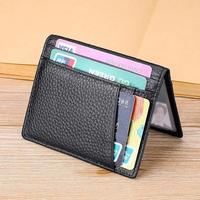 New Super Slim Soft Wallet 100% Genuine Leather Mini Credit Card Holder Wallets Purse Thin Small Holders Men
