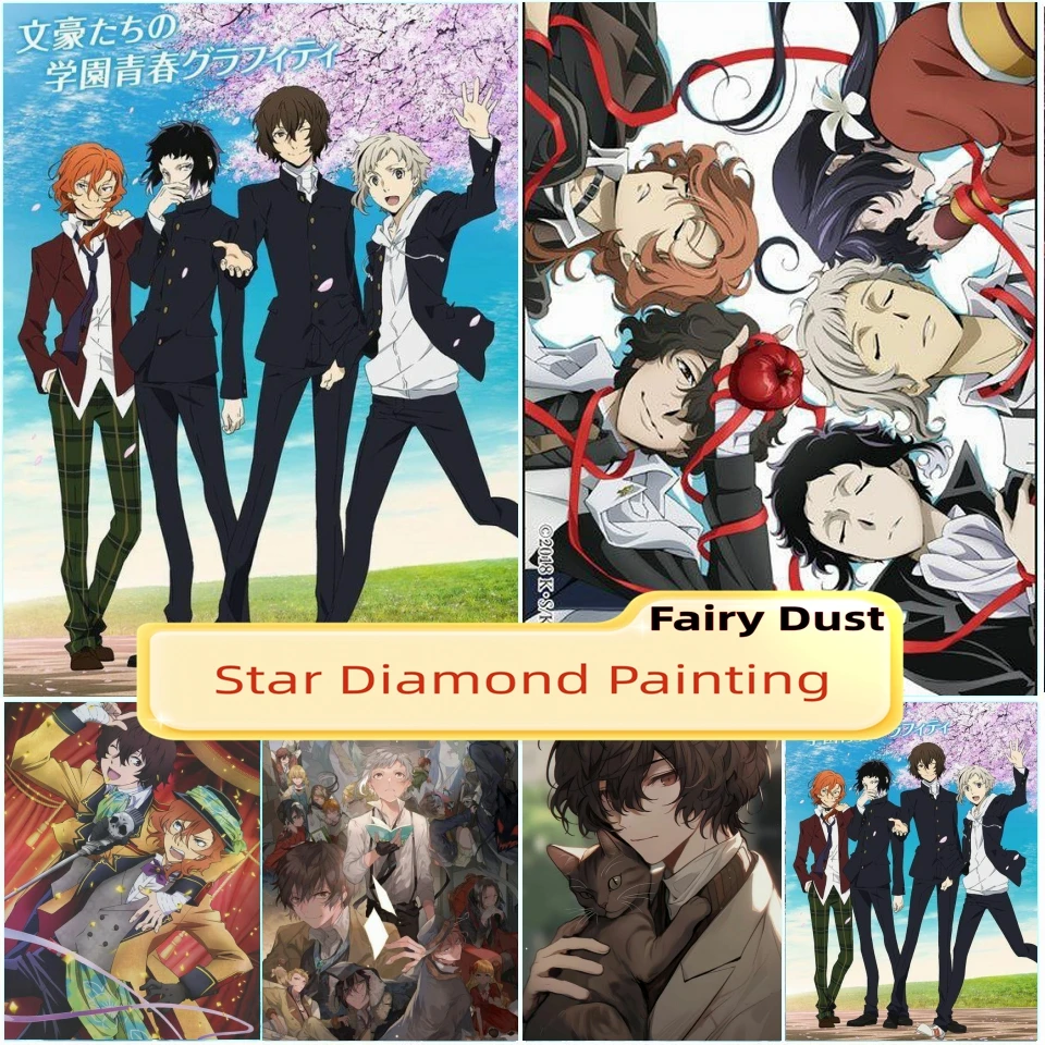 

Bungou Stray Dogs Diy Fairy Dust Diamond Painting Kit Embroidery Chuuya Dazai Atsushi Comics Art Cross Stitch Mosaic Home Decor