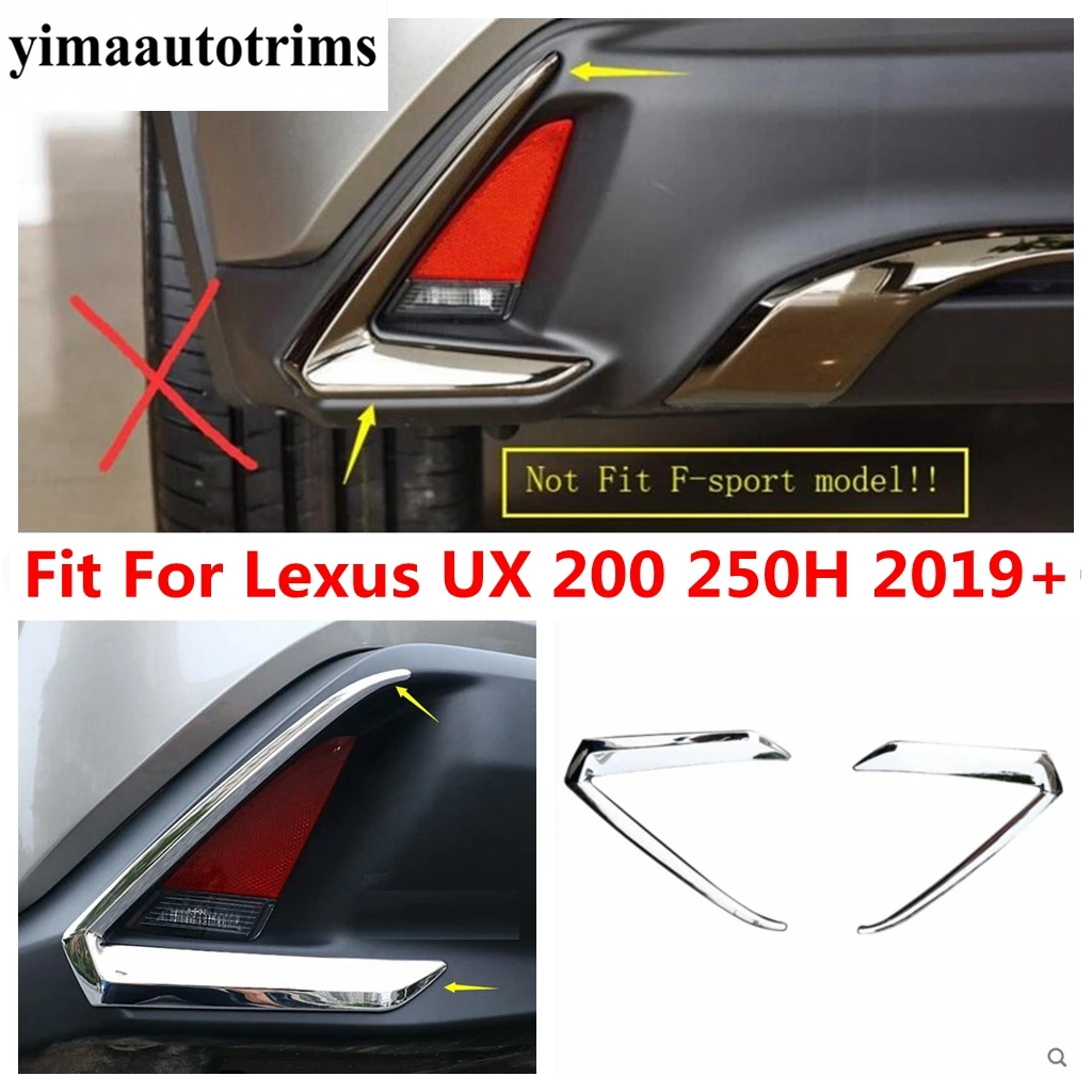 

For Lexus UX 200 250H 2019 - 2024 Rear Tail Bumper Fog Lights Lamps Eyelid Eyebrow Stripes Cover Kit Trim ABS Chrome Accessories