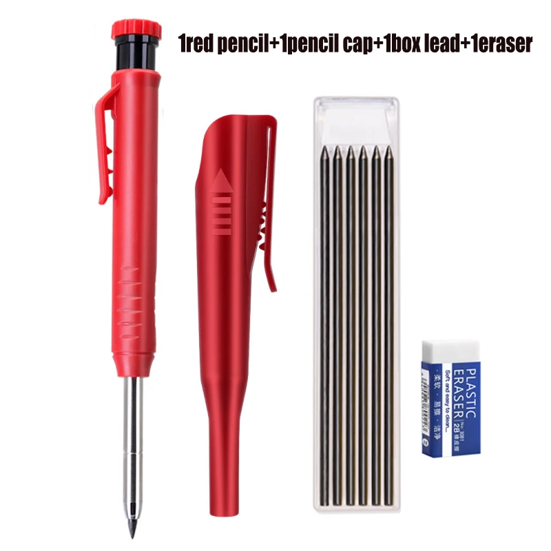 4 stks/set Creatieve 2.8mm Houtbewerking Mechanische Potloden Set Met Dop, voor Timmerman Techniek Diep Gat Markering Scribing Tool
