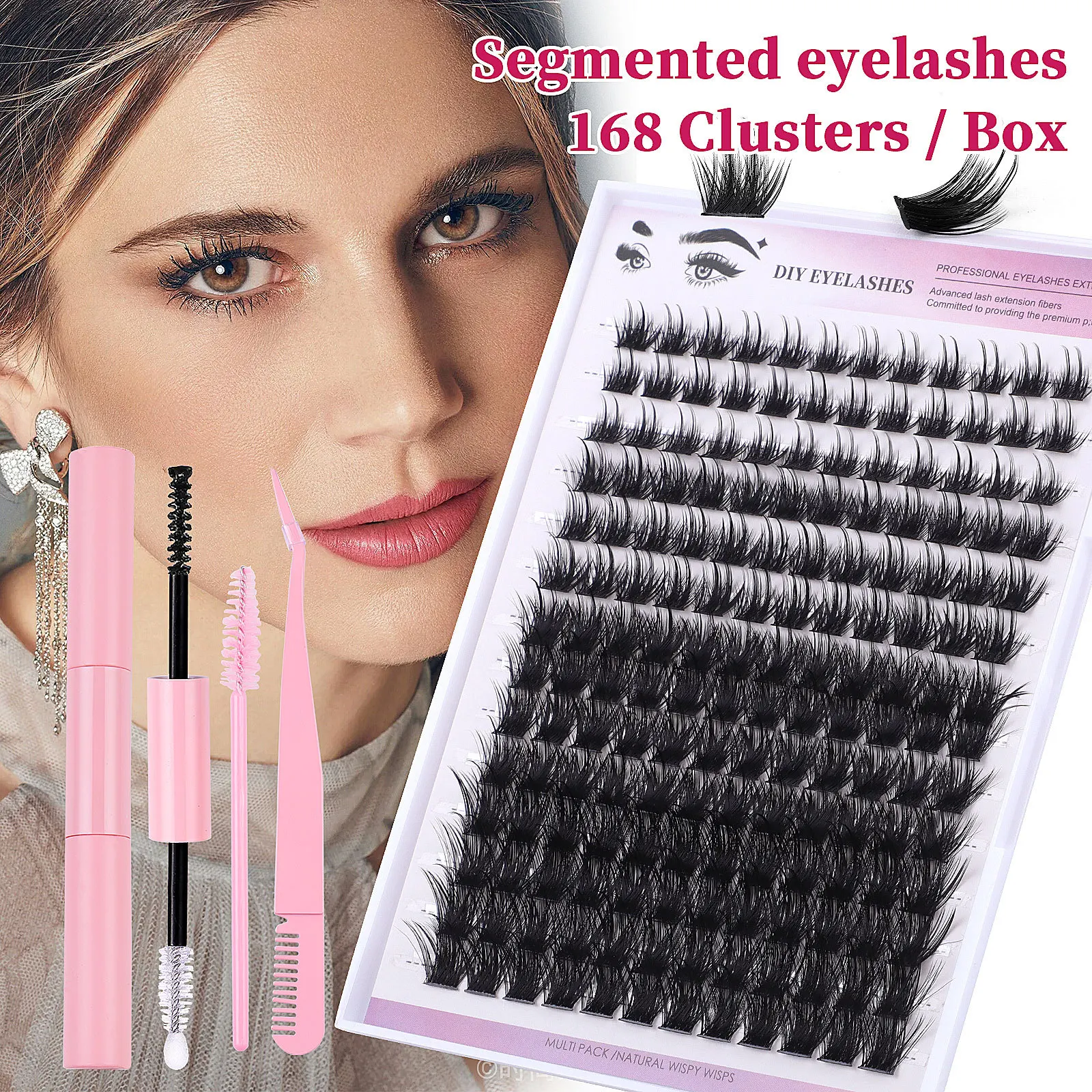 New DIY Single Cluster False Eyelashes 168 Cluster Large Capacity 10-16mm Tweezers With Glue Suit Combination Batch