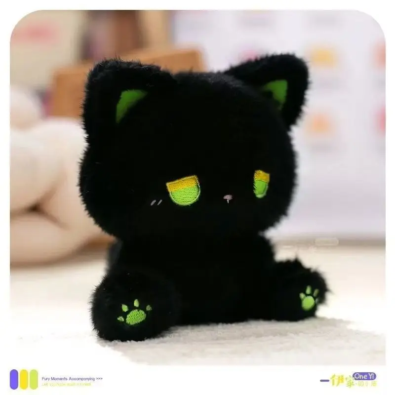 Amour ours muet en peluche chat poupée moelleux blanc noir chaton doux Animal en peluche poupée mignon sommeil jouets chat en peluche jouet Emo ours jouet