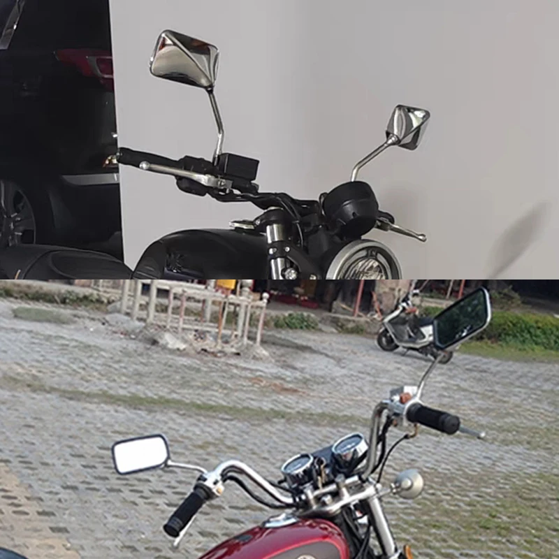 Retro Square Motorcycle Rearview Mirrors 10mm Chrome Scooter Side Mirror for Kymco Downtown 350 G Dink 250 VOGE 300AC 525R CU525