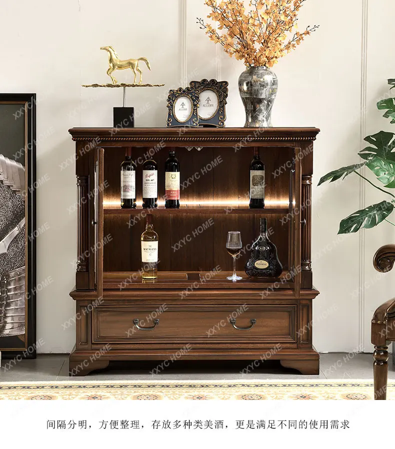 

double door solid wood home display living room furniture with glass locker