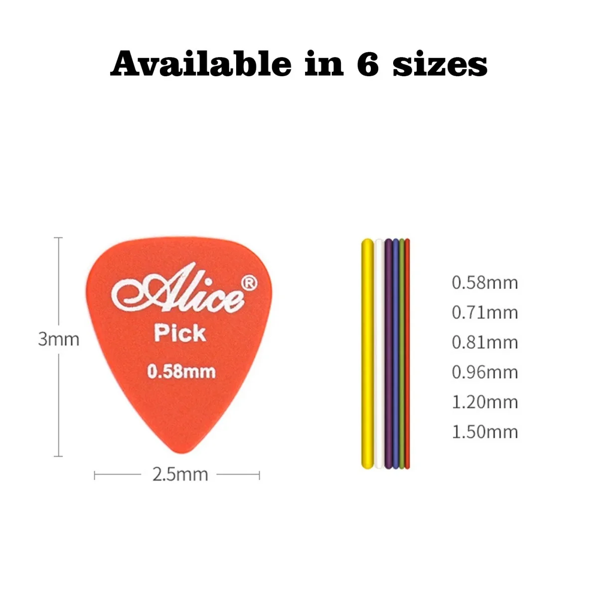 Alice 12/24/50/100 Unidades de Palhetas de Guitarra ABS Mistas, Plectro de Plástico Premium Multicolorido para Acessórios de Guitarra Elétrica/Baixo/Ukulele